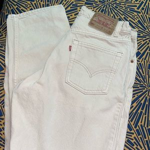 Vtg 90’s Levis 550 Beige Cream Denim Jeans Relaxed Fit Tapered USA 32x32